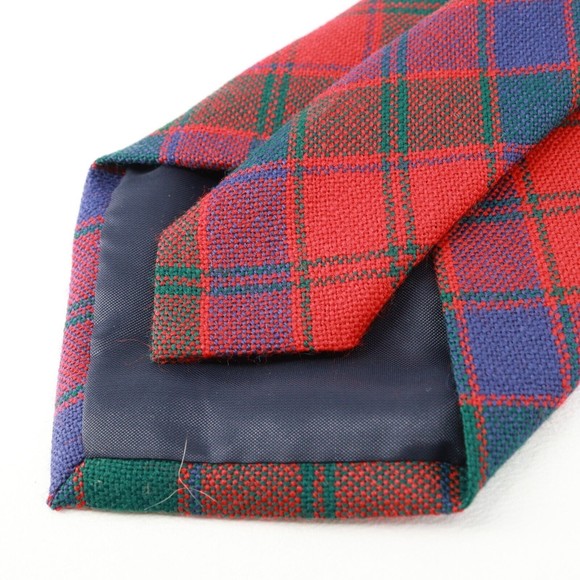 Ingles Buchan Tie Men Red Blue Green Plaid Wool Classic Scotland - Picture 8 of 12